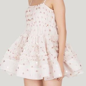 Lace & Beads Bethan tiered blush pink mesh tulle dress